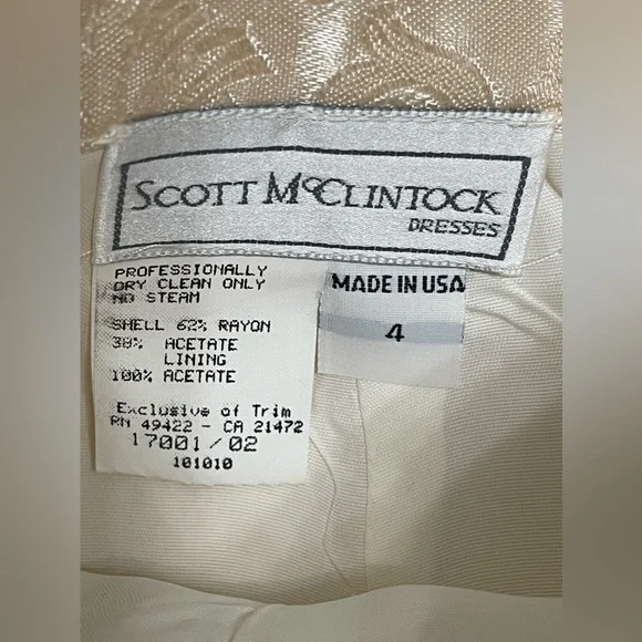 Scott McClintock Vintage Formal Cream Paisley Print Skirt Suit Size 4 - Picture 13 of 13